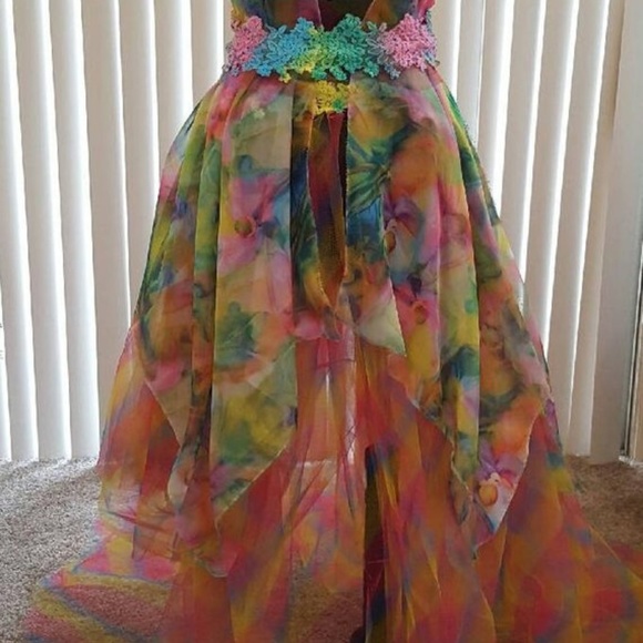 IRISA Rainbow Chiffon Tulle Wedding Gown - Picture 2 of 8